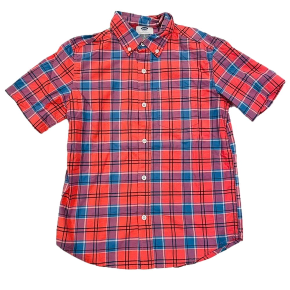Old Navy Boy’s Multicolor Plaid Short Sleeve Button Down Shirt Size M/8